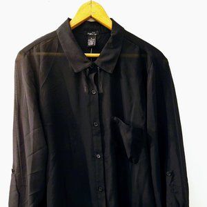 Rue21 Sheer Black Button-Up Blouse